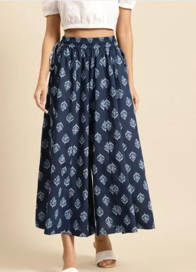 Women Geometric Print Cotton Palazzo Pants