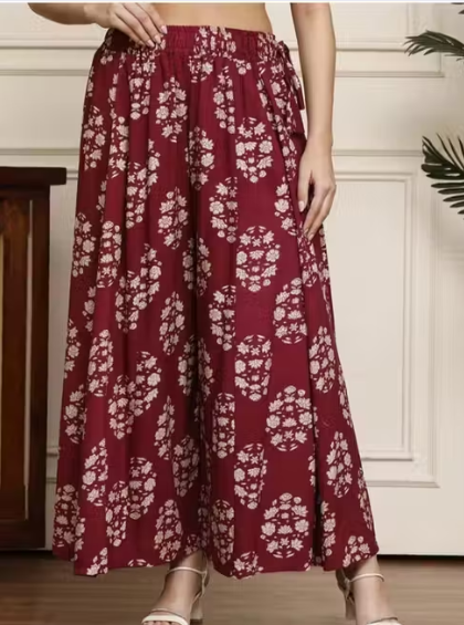 Women Checked Polyester Palazzo Pants