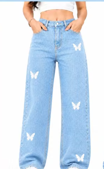 Women Printed Georgette High Rise Jeans