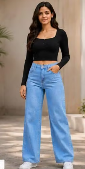 Women Geometric Print Cotton High Rise Jeans