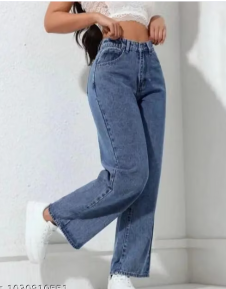 Women Plain Cotton Blend High Rise Jeans
