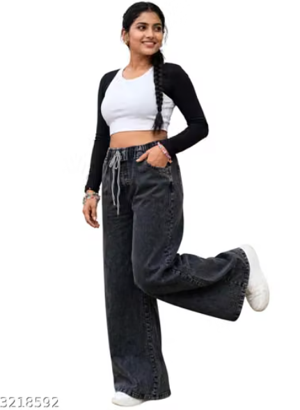 Women Geometric Print Net High Rise Jeans