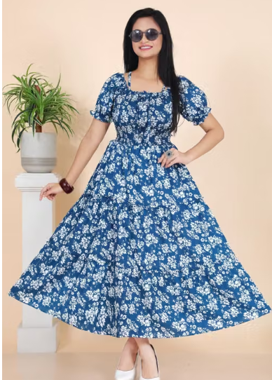 Women Checked Linen A-Line Dress