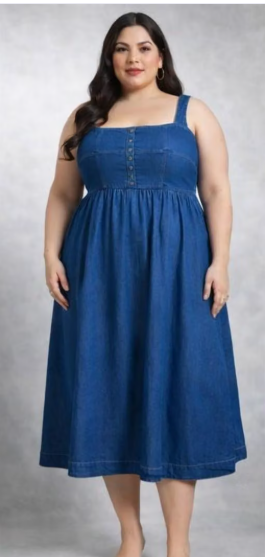 Women Plain Poly-Cotton A-Line Dress