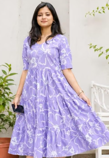 Women Checked Polyester A-Line Dress