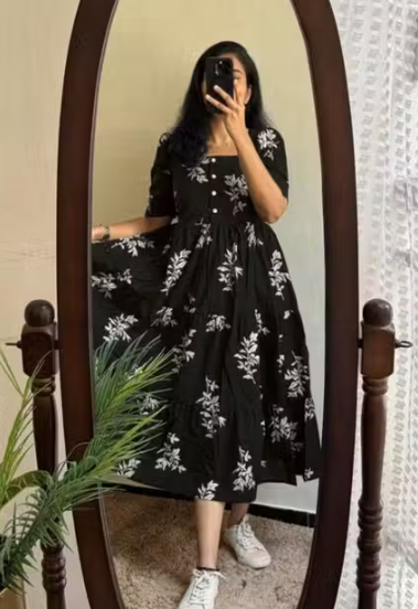 Women Printed Lycra A-Line Dress