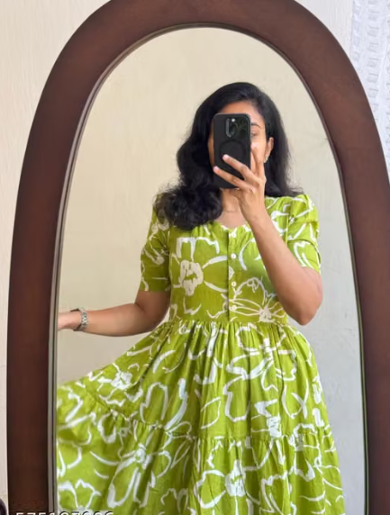 Women Plain Cotton Blend A-Line Dress