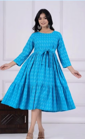 Women Geometric Print Net A-Line Dress