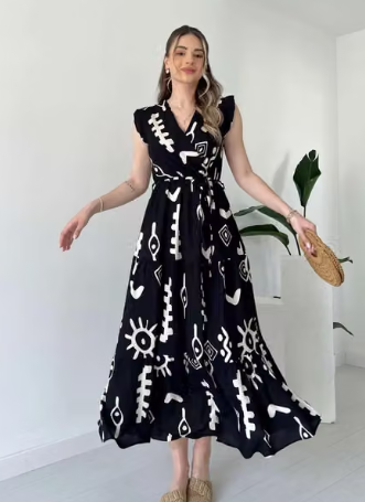 Women Printed Crepe A-Line Dress