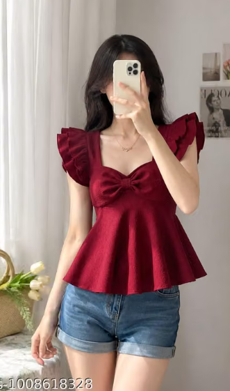 Women Plain Poly-Cotton Casual Top