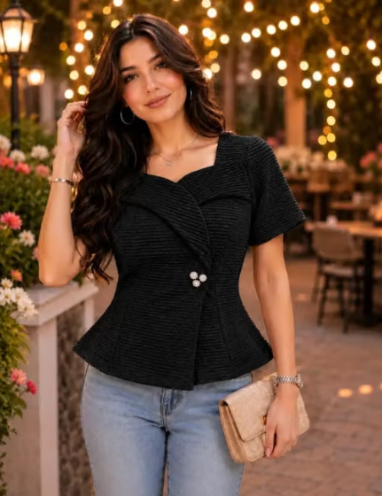 Women Geometric Print Net Casual Top