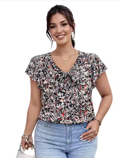 Women Geometric Print Georgette Casual Top
