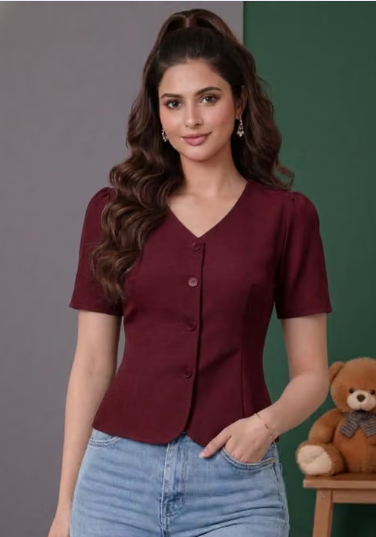 Women Checked Rayon Casual Top