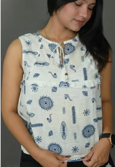Women Printed Cotton Casual Top