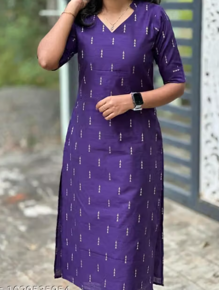 Women Checked Rayon Straight Kurti