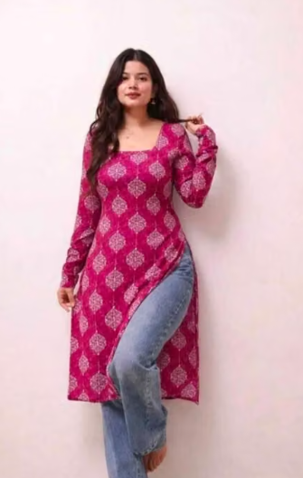 Women Printed Cotton Straight Kurti