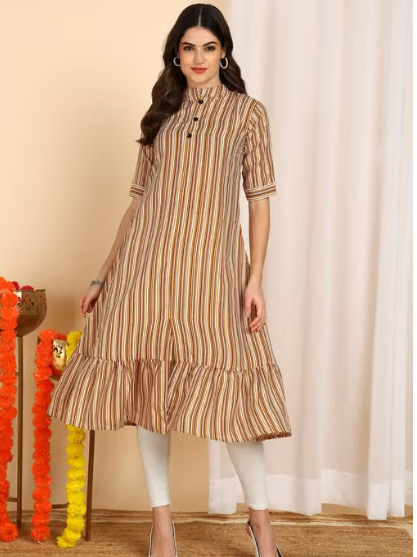 Women Printed Lycra Straight Kurti