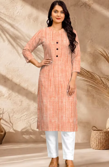 Women Plain Chiffon Straight Kurti