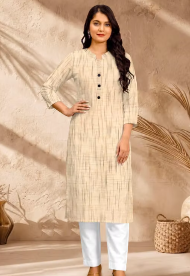 Women Geometric Print Georgette Straight Kurti