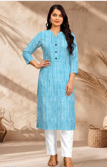 Women Checked Rayon Straight Kurti