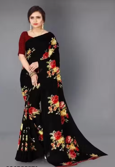 Women Geometric Print Cotton Saree