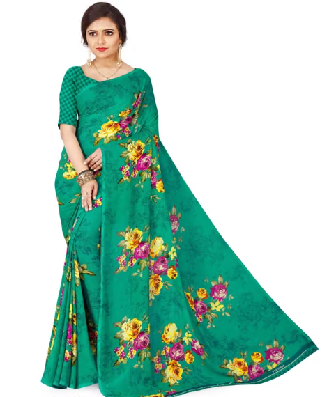 Women Printed Net Saree