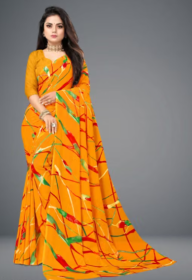 Women Checked Cotton Blend Saree
