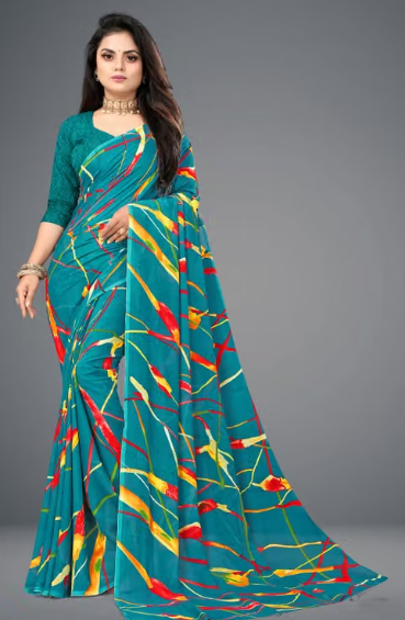 Women Plain Poly-Cotton Saree