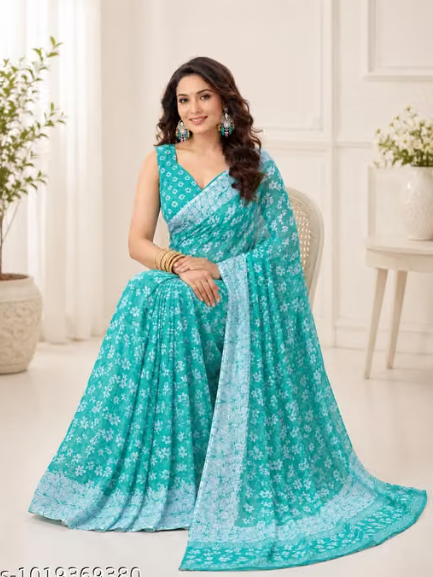 Women Printed Georgette Saree