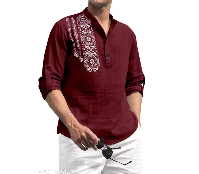 Men Printed Crepe Cotton Kurta