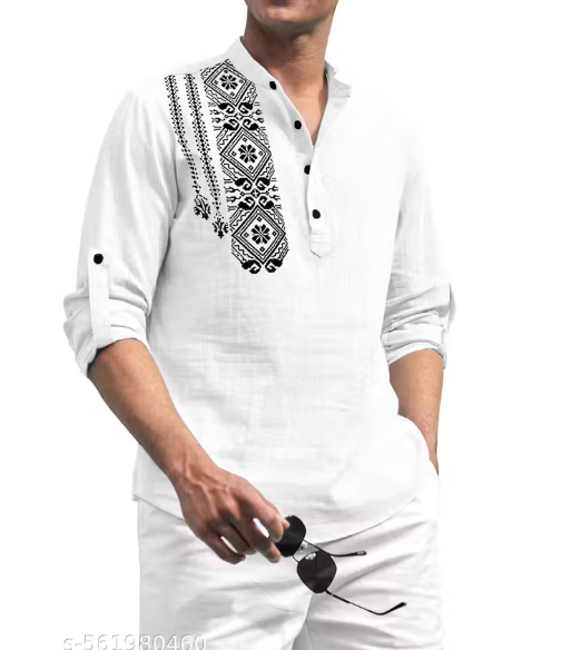Men Checked Rayon Cotton Kurta
