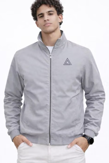 Men Plain Linen Bomber Jacket