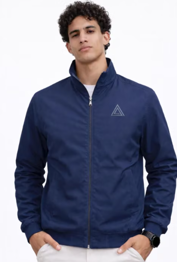 Men Geometric Print Denim Bomber Jacket