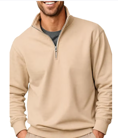 Men Plain Linen Fleece Hooded Sweatshirt