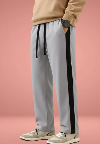 Men Geometric Print Cotton Formal Trousers