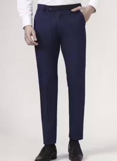 Men Plain Cotton Blend Formal Trousers