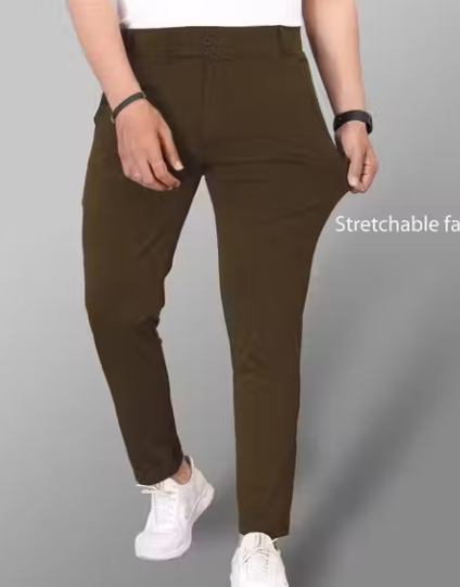 Men Geometric Print Denim Formal Trousers