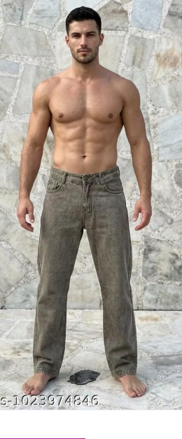 Men Plain Cotton Blend Slim Fit Jeans