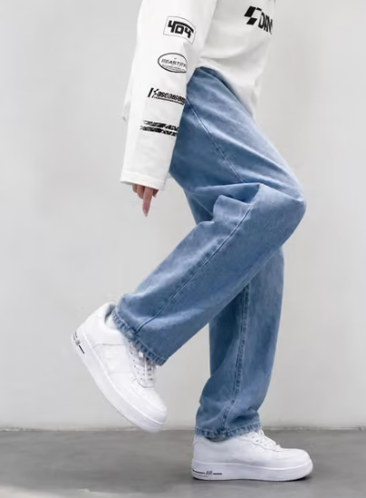 Men Geometric Print Denim Slim Fit Jeans