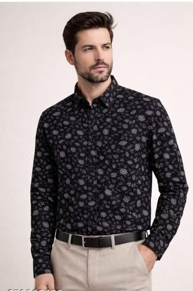 Men Geometric Print Cotton Formal Shirt