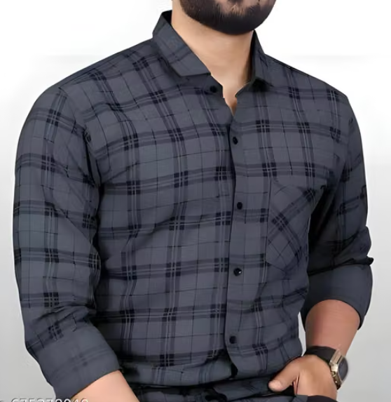 Men Checked Chiffon Casual Shirt