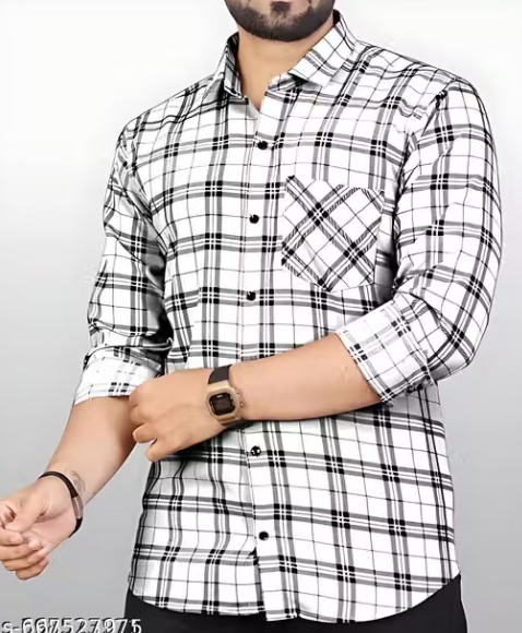 Men Plain Chiffon Formal Shirt