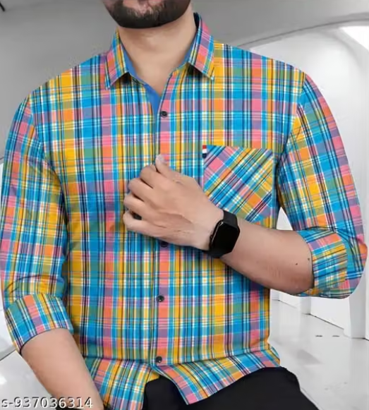 Men Plain Cotton Blend Casual Shirt