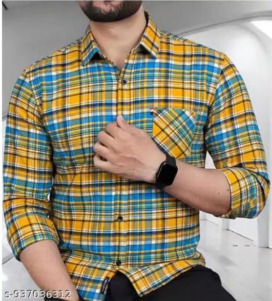 Men Plain Chiffon Casual Shirt