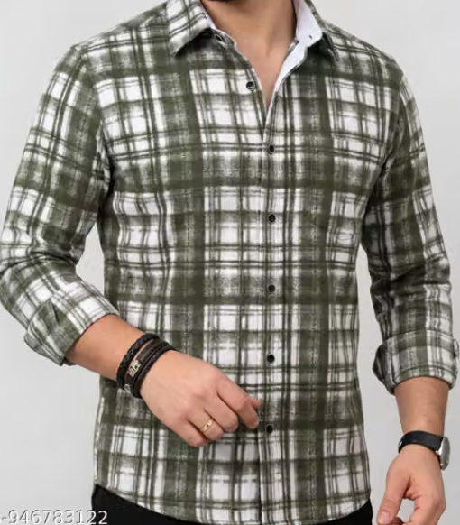 Men Geometric Print Denim Casual Shirt