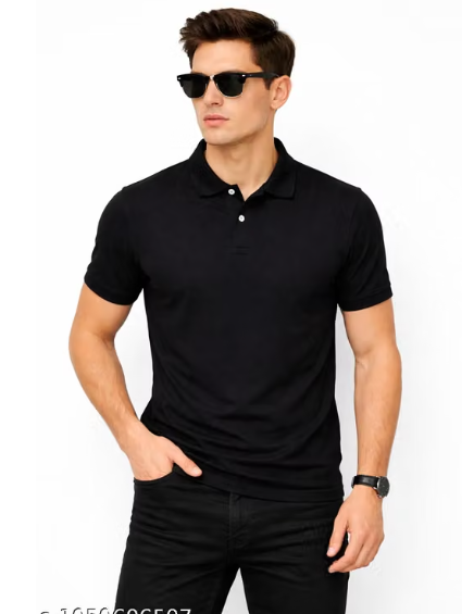 Men Plain Cotton Blend Polo T-Shirt