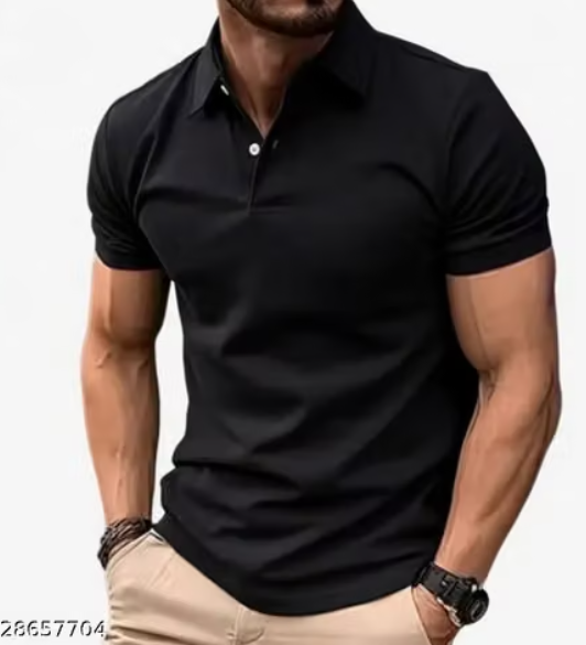 Men Geometric Print Cotton Polo T-Shirt