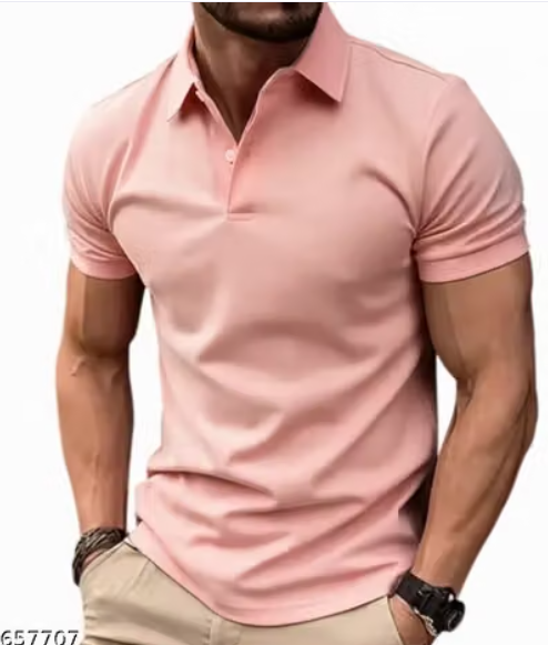 Men Geometric Print Georgette Polo T-Shirt
