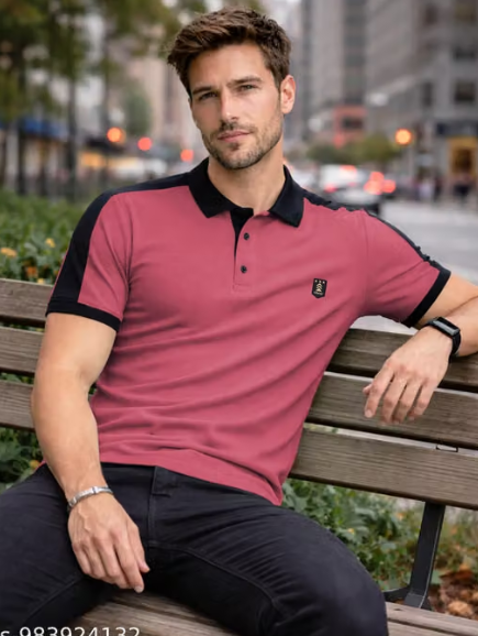 Men Checked Viscose Polo T-Shirt