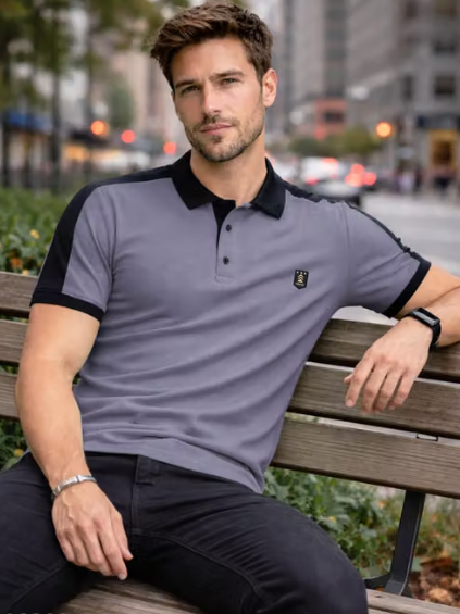 Men Checked Polyester Polo T-Shirt